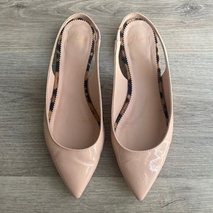 JCrew Nude Patent Flats w/ leopard detail